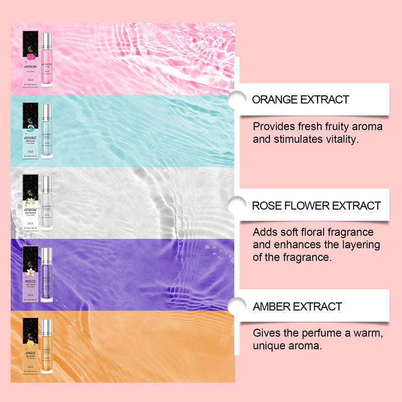 🌸 Roll-On Parfüm für Damen ✨ Natürlicher langanhaltender Duft Roller in vier verschiedenen Düften, frisches Körperparfüm für Alltag & Unterwegs
