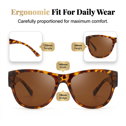 Damen-Sonnenbrille mit großem Rahmen, zum Überziehen