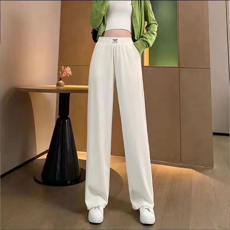 ❄️ Kühle Hochtaillierte Damenhose in Soft Rosa | Mikrorippen-Stoff & Elastischer Bund | Bequeme Sommerhose für jeden Tag