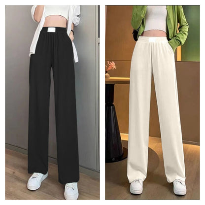 ❄️ Kühle Hochtaillierte Damenhose in Soft Rosa | Mikrorippen-Stoff & Elastischer Bund | Bequeme Sommerhose für jeden Tag