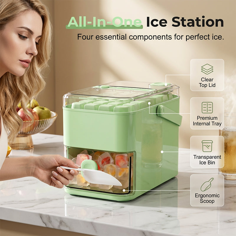 🥳HEISSER SALE 2026💞50.000+ VERKAUFT!❤️  Eiswürfelbereiter mit Auffangbehälter (Pressmechanismus)