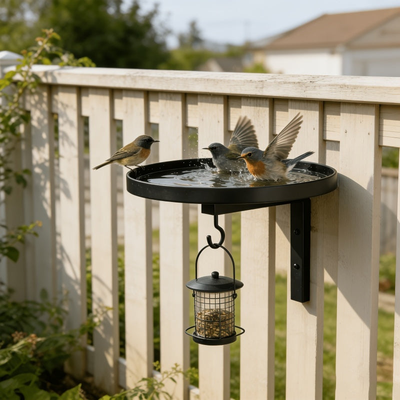 📢📢50 % Rabatt!!🥳🐦Wandmontierter Eisen-Vogeltränke & Futterhaus – dekoratives Kunsthandwerk für Garten, Terrasse & Balkon 🌿🌸