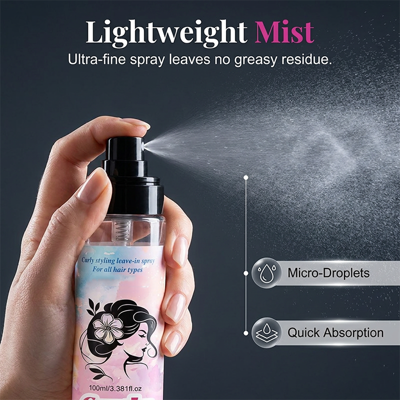 Feuchtigkeitsspendendes Anti-Frizz-Spray für lockiges Haar
