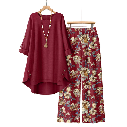🔥 Letzter Tag! 50% Rabatt NEU Damen 2-Teiler Baumwoll-Leinen Set ✨ Boho Blumenprint, locker & atmungsaktiv für Sommer & Urlaub