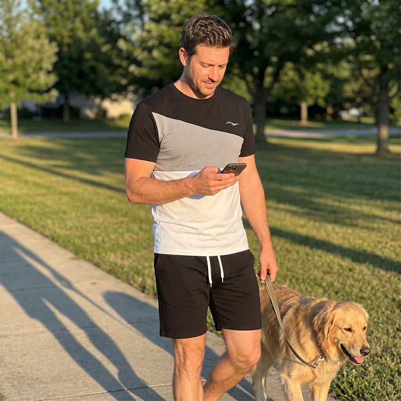 👕Herren 2-Teiler Freizeit-Set | Colorblock T-Shirt & Shorts für Alltag & Sport 🌿