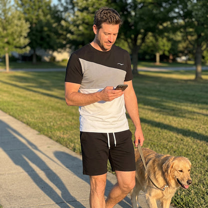 👕Herren 2-Teiler Freizeit-Set | Colorblock T-Shirt & Shorts für Alltag & Sport 🌿