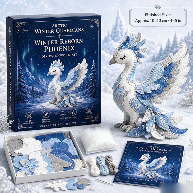 DIY-Patchwork-Set „Eisdrachen“ – „Arktischer Winterwächter“ – Nähset