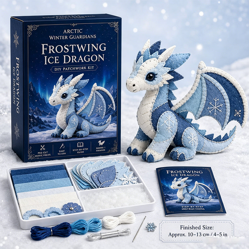 DIY-Patchwork-Set „Eisdrachen“ – „Arktischer Winterwächter“ – Nähset