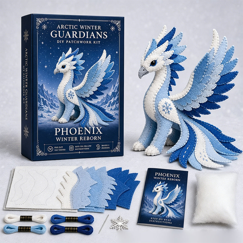 DIY-Patchwork-Set „Eisdrachen“ – „Arktischer Winterwächter“ – Nähset