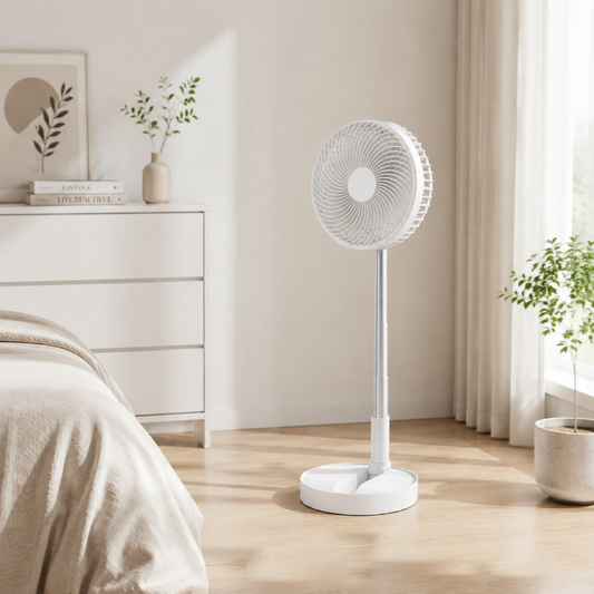 🤫⚡ Wiederaufladbarer Standventilator – 4 Stufen, ultra-leise (<36dB), 6h Laufzeit – Ihr kühler Begleiter für jeden Tag! 🎯