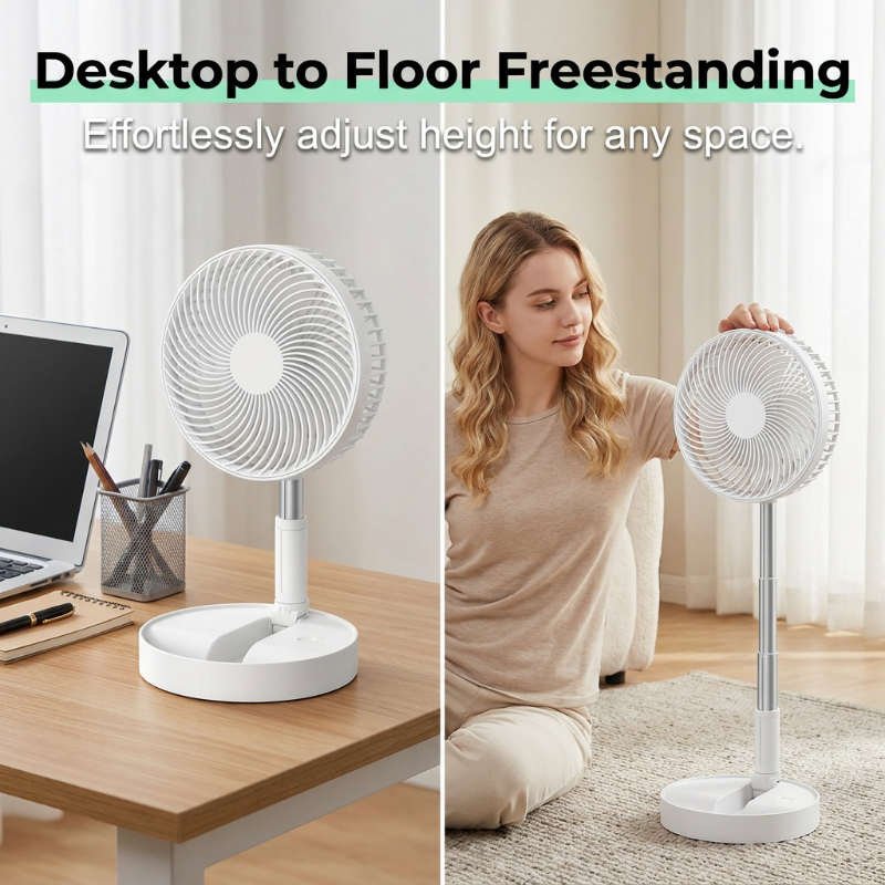🤫⚡ Wiederaufladbarer Standventilator – 4 Stufen, ultra-leise (<36dB), 6h Laufzeit – Ihr kühler Begleiter für jeden Tag! 🎯