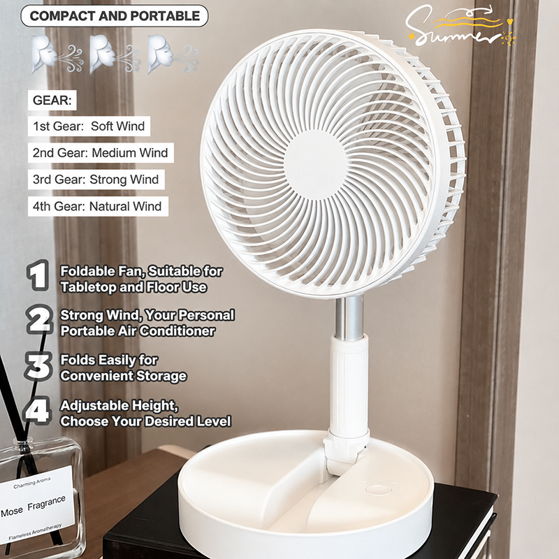 🤫⚡ Wiederaufladbarer Standventilator – 4 Stufen, ultra-leise (<36dB), 6h Laufzeit – Ihr kühler Begleiter für jeden Tag! 🎯