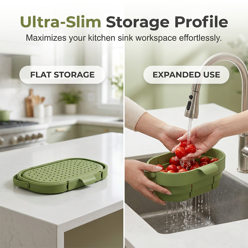 🍳 -50%! 🧺 Zusammenklappbarer Spülbecken-Siebkorb – Schneller Wasserablauf & platzsparend – Universelle Wasserhahnhalterung 🧼