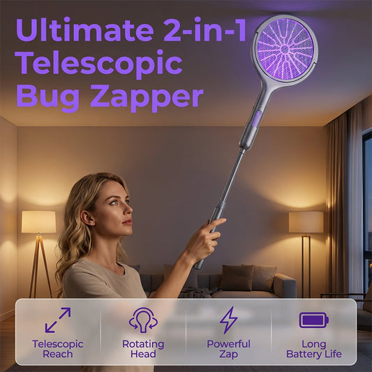 🔥【Limitierte Auflage – 50 % Rabatt】✨Mosquito Zapper – Elektrischer 2-in-1-Mückenklatscher, wiederaufladbarer USB-Insektenklatscher mit 3000 V und drehbarem Kopf, elektrischer Mückenschutz für Haus/Balkon/Garten/Camping