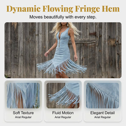 📢📢 Alle tragen es – noch nicht? Jetzt 50%!🌺Retro Western Fransen Ärmelloses Slim-Kleid