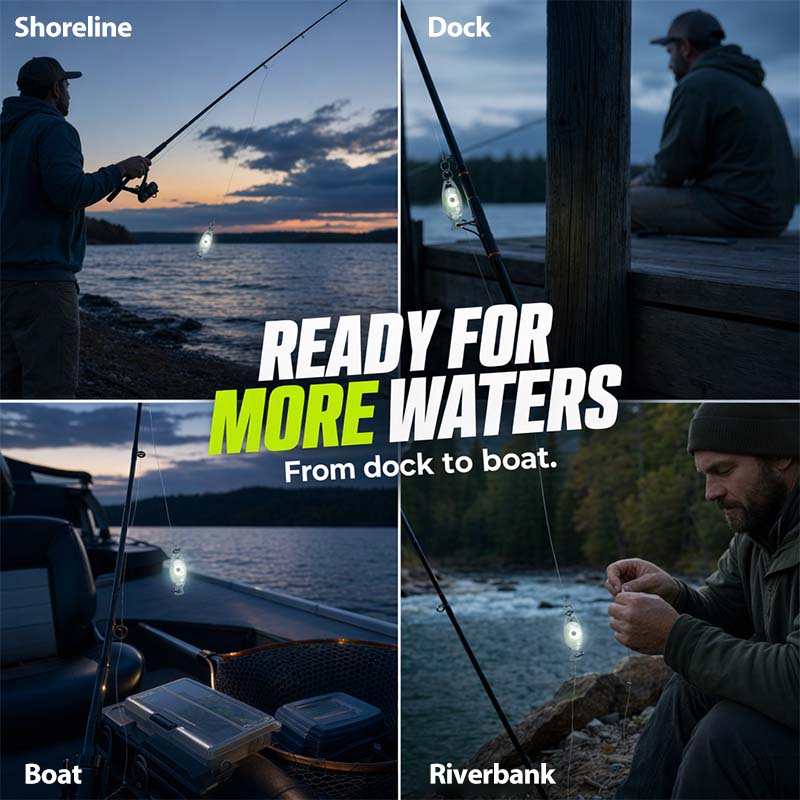 🎣💡 Angel-LED-Leuchte – wasserdicht, extrahell für Nachtangeln 🌊🔦 Kompakt, clip-on, 4 Farben, Ködersichtbarkeit verbessern – ideal für Boot & Ufer.