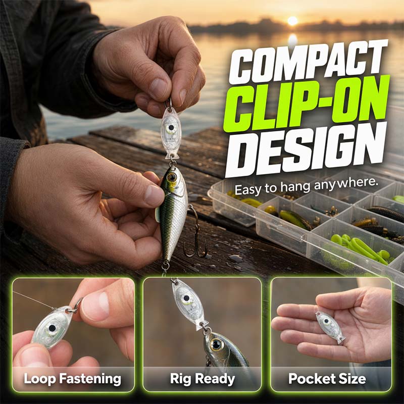 🎣💡 Angel-LED-Leuchte – wasserdicht, extrahell für Nachtangeln 🌊🔦 Kompakt, clip-on, 4 Farben, Ködersichtbarkeit verbessern – ideal für Boot & Ufer.
