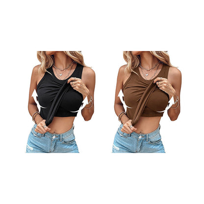 🔥 50% Rabatt!👚Geripptes Tanktop mit integriertem BH für Frauen