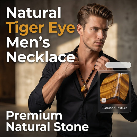 🕁50% RABATT JETZT🧁Herren Natürliche Tigerauge-Perlenkette – Stilvolles Energieheilstein-Schmuck für den Alltag & als Geschenk