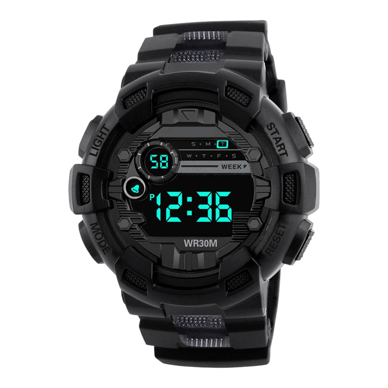 ⌚ Digitale Smartwatch mit großem Display und LED-Hintergrundbeleuchtung – gut lesbar bei Sonnenlicht und Dunkelheit, leicht und robust.