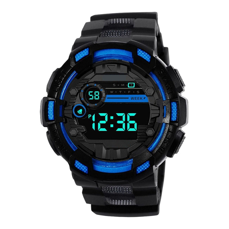 ⌚ Digitale Smartwatch mit großem Display und LED-Hintergrundbeleuchtung – gut lesbar bei Sonnenlicht und Dunkelheit, leicht und robust.