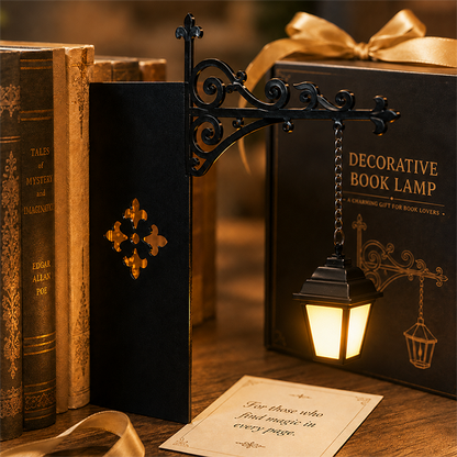 🏮📚 Miniatur-Vintage-Straßenlaterne – Buchstütze & Lampe in 1 – warmes Licht, stabiler Eisenständer – magische Leseatmosphäre! ✨