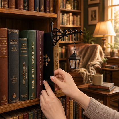 🏮📚 Miniatur-Vintage-Straßenlaterne – Buchstütze & Lampe in 1 – warmes Licht, stabiler Eisenständer – magische Leseatmosphäre! ✨