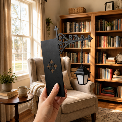🏮📚 Miniatur-Vintage-Straßenlaterne – Buchstütze & Lampe in 1 – warmes Licht, stabiler Eisenständer – magische Leseatmosphäre! ✨