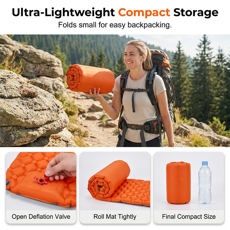 🛍️ 50 % Rabatt – Komfortable Camping-Luftmatratze mit manueller Pumpe – leicht, isolierend & vielseitig für Zelt & Wohnmobil 🏕️