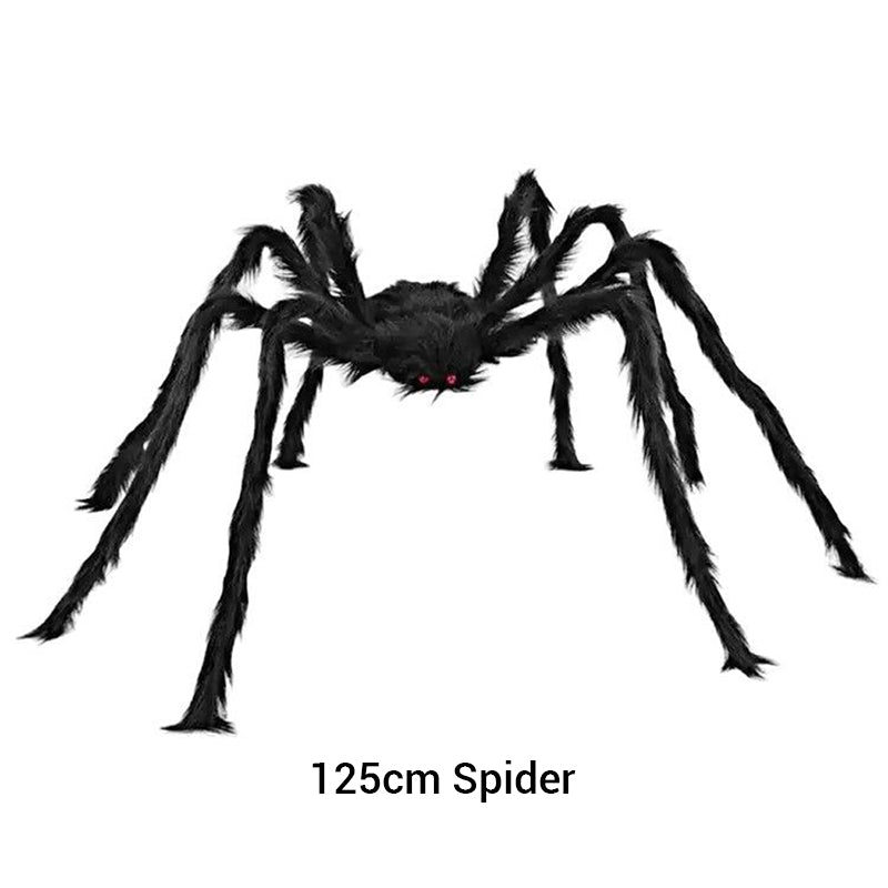 Behaarte Spinne mit großem Spinnennetz – Halloween-Dekoration für den Außenbereich