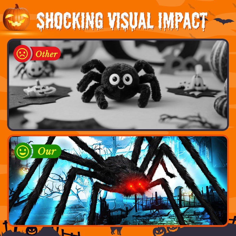 Behaarte Spinne mit großem Spinnennetz – Halloween-Dekoration für den Außenbereich