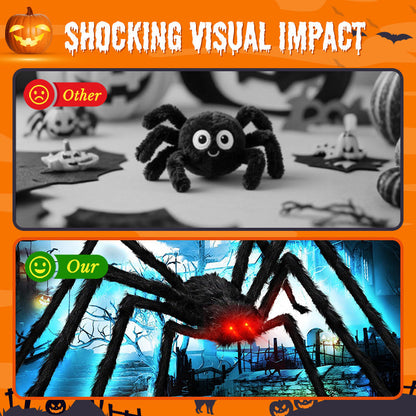 Behaarte Spinne mit großem Spinnennetz – Halloween-Dekoration für den Außenbereich