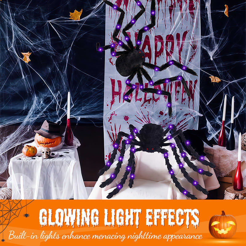 Behaarte Spinne mit großem Spinnennetz – Halloween-Dekoration für den Außenbereich