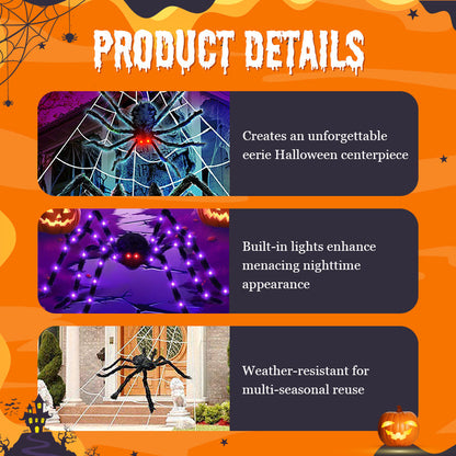 Behaarte Spinne mit großem Spinnennetz – Halloween-Dekoration für den Außenbereich