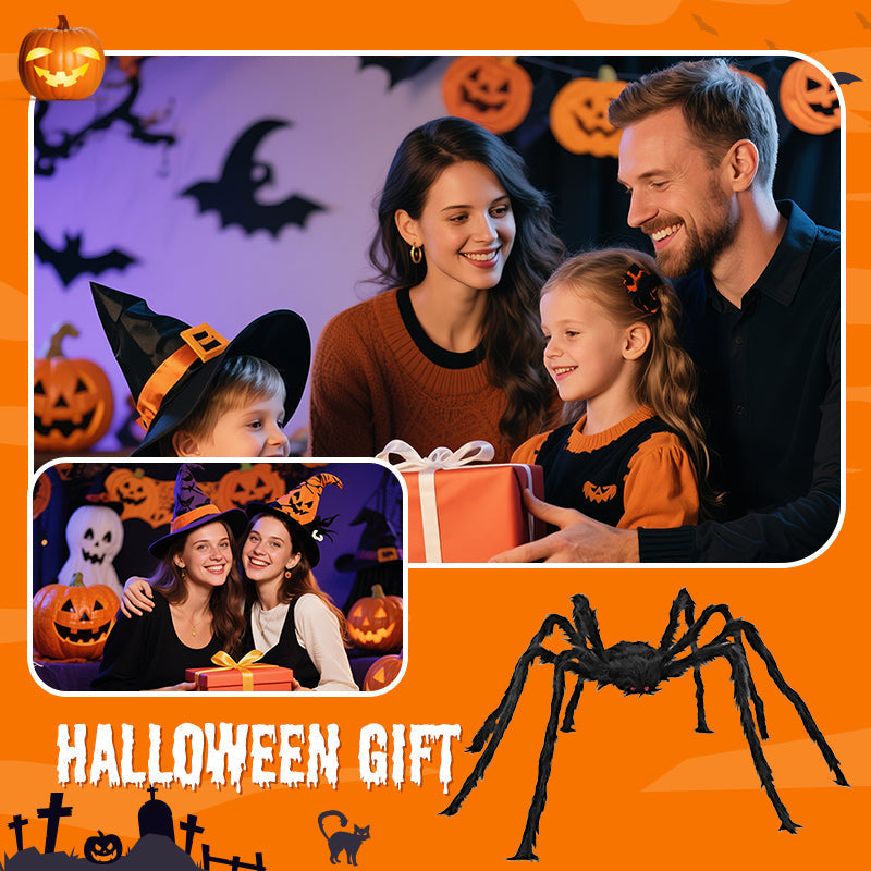 Behaarte Spinne mit großem Spinnennetz – Halloween-Dekoration für den Außenbereich