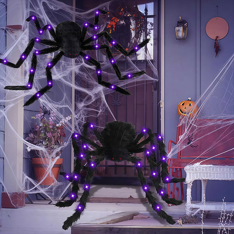 Behaarte Spinne mit großem Spinnennetz – Halloween-Dekoration für den Außenbereich
