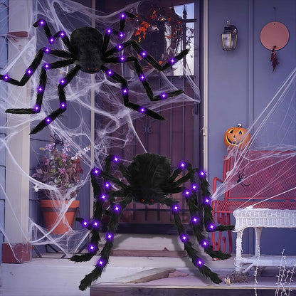 Behaarte Spinne mit großem Spinnennetz – Halloween-Dekoration für den Außenbereich