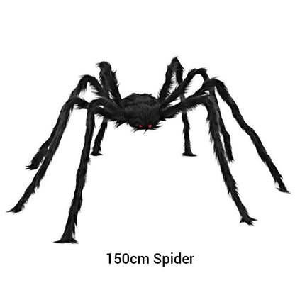 Behaarte Spinne mit großem Spinnennetz – Halloween-Dekoration für den Außenbereich
