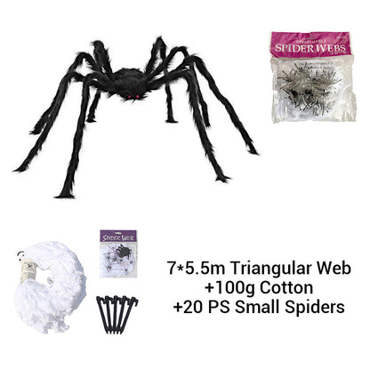 Behaarte Spinne mit großem Spinnennetz – Halloween-Dekoration für den Außenbereich