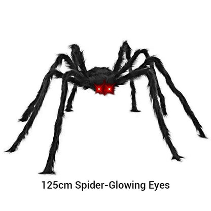 Behaarte Spinne mit großem Spinnennetz – Halloween-Dekoration für den Außenbereich