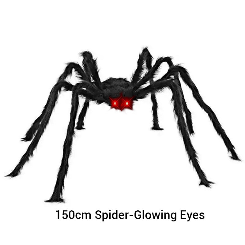 Behaarte Spinne mit großem Spinnennetz – Halloween-Dekoration für den Außenbereich