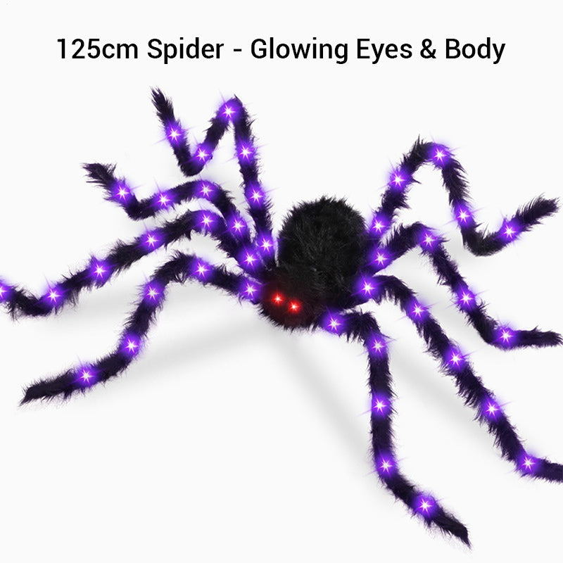 Behaarte Spinne mit großem Spinnennetz – Halloween-Dekoration für den Außenbereich