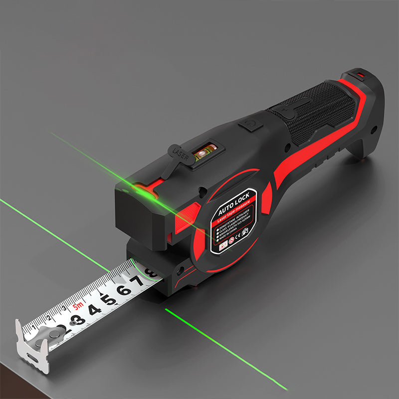 📏🔲 2-in-1 Maßband mit Laser – grüne Linie, Wasserwaage, automatische Arretierung – präzises Messen leicht gemacht! ✨