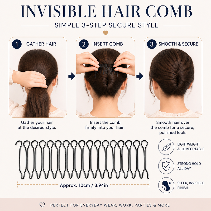 💇‍♀️✨ Flexibler Unsichtbar-Haarspangenkamm – unsichtbar, flexibel, rutschfest – für sofortigen, perfekten Halt! 🌟
