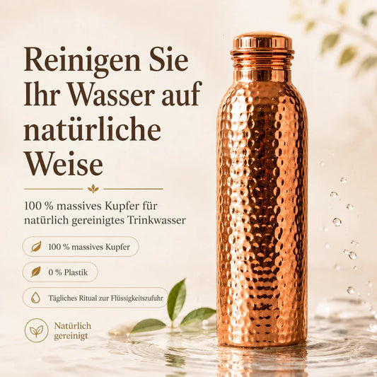 ❄️Sommerfrische 50 % Rabatt!💧Premium-Trinkflasche aus 100 % massivem Kupfer – Plastikfrei und nach ayurvedischen Prinzipien