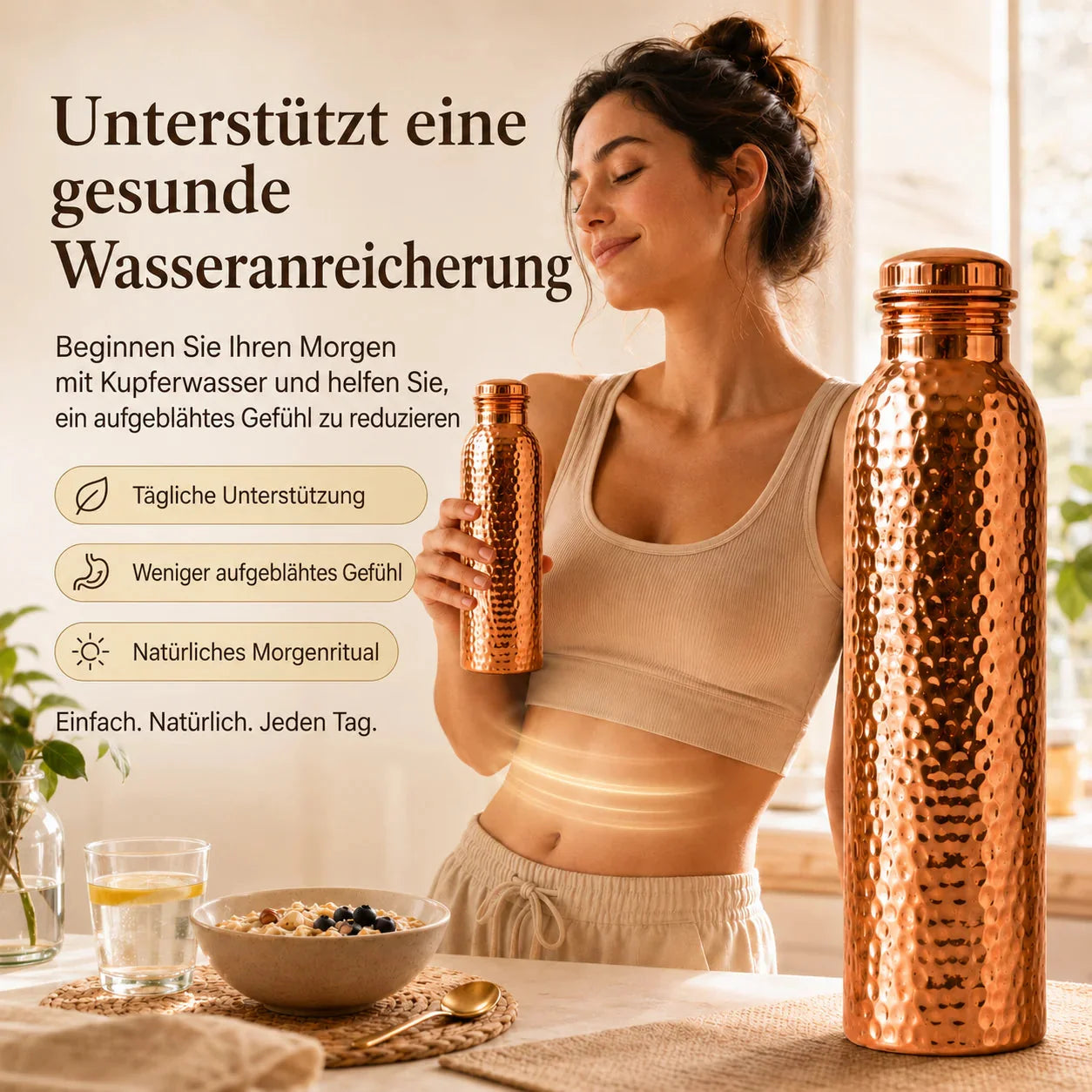 ❄️Sommerfrische 50 % Rabatt!💧Premium-Trinkflasche aus 100 % massivem Kupfer – Plastikfrei und nach ayurvedischen Prinzipien