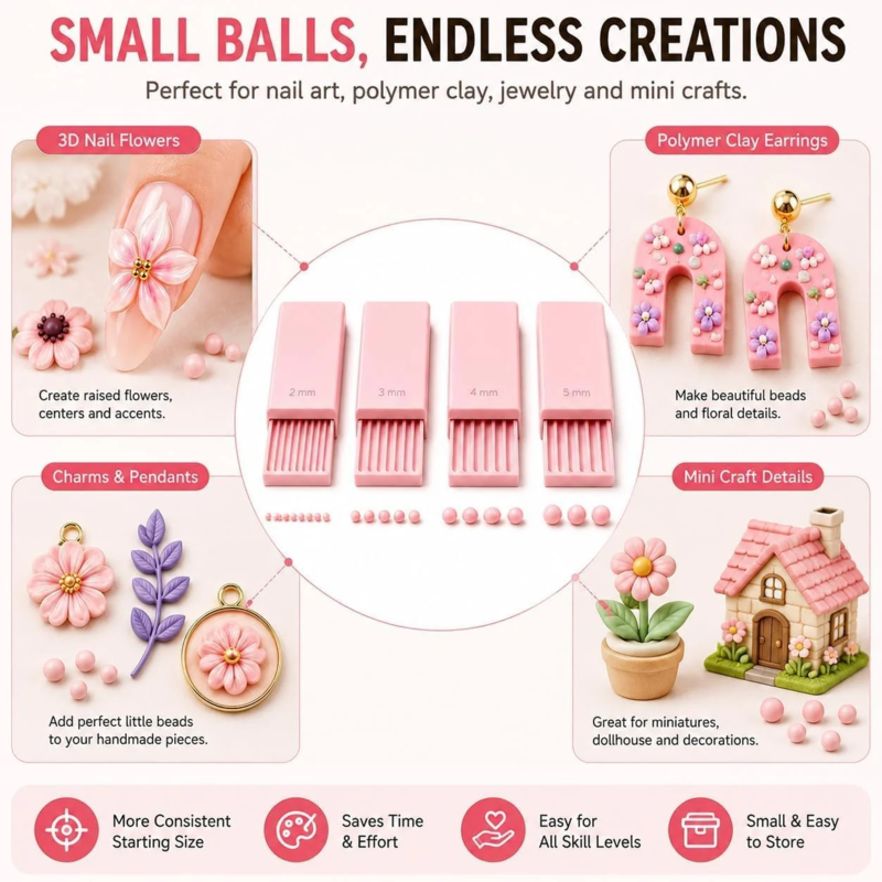 🎨🔵 3D-Tonkugel-Formset – 4 Größen, doppelseitig – für perfekte Nagelkunst & Mini-Charms! ✨