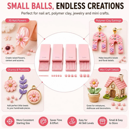 🎨🔵 3D-Tonkugel-Formset – 4 Größen, doppelseitig – für perfekte Nagelkunst & Mini-Charms! ✨