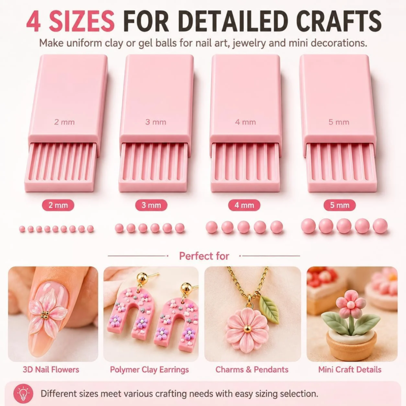 🎨🔵 3D-Tonkugel-Formset – 4 Größen, doppelseitig – für perfekte Nagelkunst & Mini-Charms! ✨