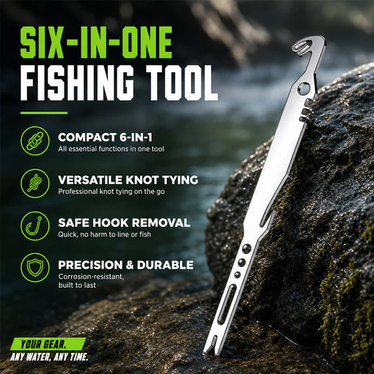 🎣 50% RABATT! 🔧 6-in-1 Edelstahl-Angelwerkzeug – Hakenentferner, Knotenknüpfer & vielseitig – Robust & kompakt für jede Angelausrüstung 🌊